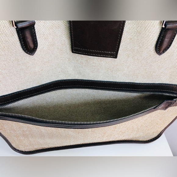 Vintage Hermes Toile & Swift Cap d'Ail Tote Canvas Leather Large Authentic COA - Picture 6 of 12